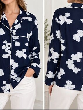 & Other Stories Stockholm Atelier Womens Floral modal viscous Top 4 Button